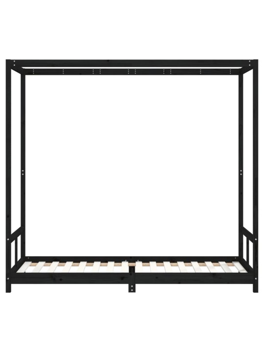 Bērnu gultas rāmis, melns, 80x200 cm, priedes masīvkoks