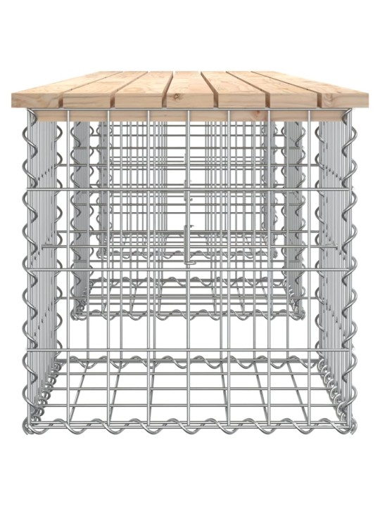 Dārza sols, gabiona dizains, 203x44x42 cm, priedes masīvkoks