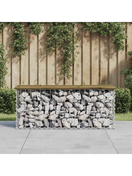 Dārza sols, gabiona dizains, 103x31,5x42 cm, priedes koks