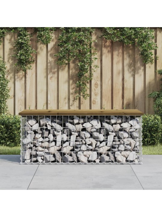 Dārza sols, gabiona dizains, 103x44x42 cm, priedes koks