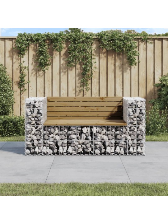 Dārza sols, gabiona dizains, 143x71x65,5 cm, priedes koks