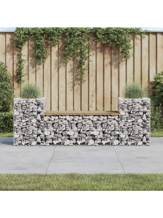 Dārza sols, gabiona dizains, 183x41x60,5 cm, priedes koks