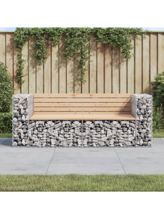 Dārza sols, gabiona dizains, 184x71x65,5 cm, priedes masīvkoks