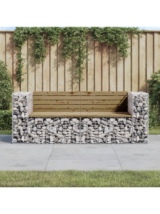 Dārza sols, gabiona dizains, 184x71x65,5 cm, priedes koks