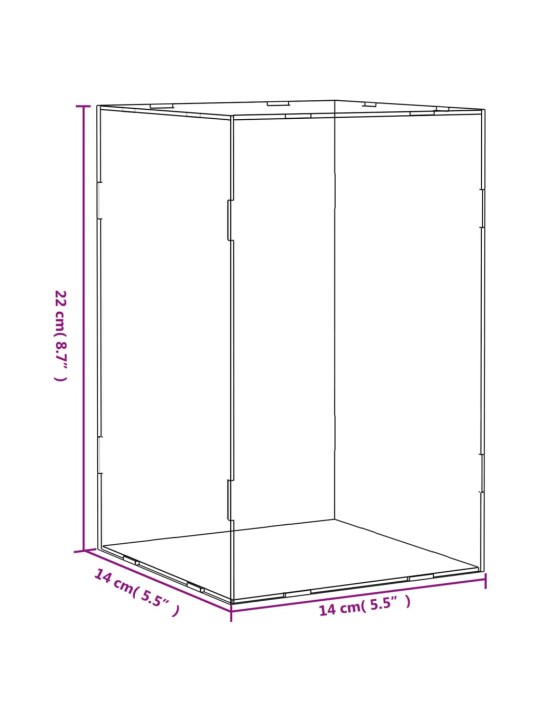 Vitrīnas kaste, caurspīdīga, 14x14x22 cm, akrils
