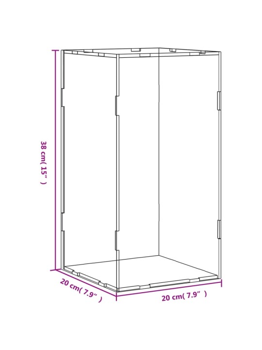 Vitrīnas kaste, caurspīdīga, 20x20x38 cm, akrils