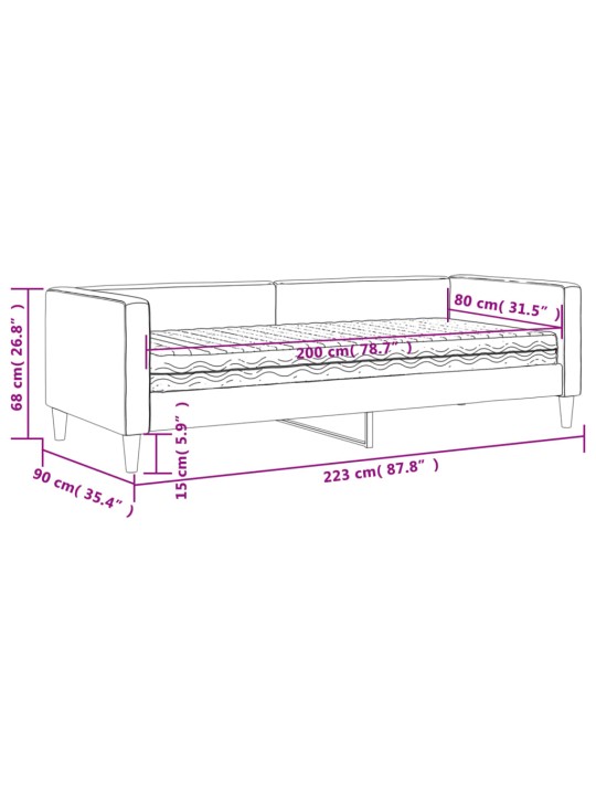 Dīvāngulta ar matraci, melns audums, 80x200 cm