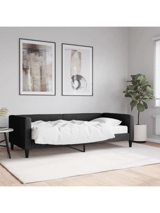 Dīvāngulta ar matraci, melns audums, 90x200 cm
