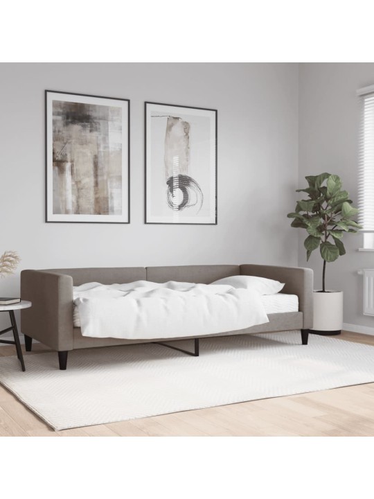 Dīvāngulta ar matraci, pelēkbrūns audums, 90x200 cm