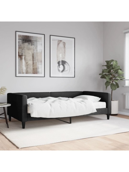 Dīvāngulta ar matraci, melns audums, 100x200 cm
