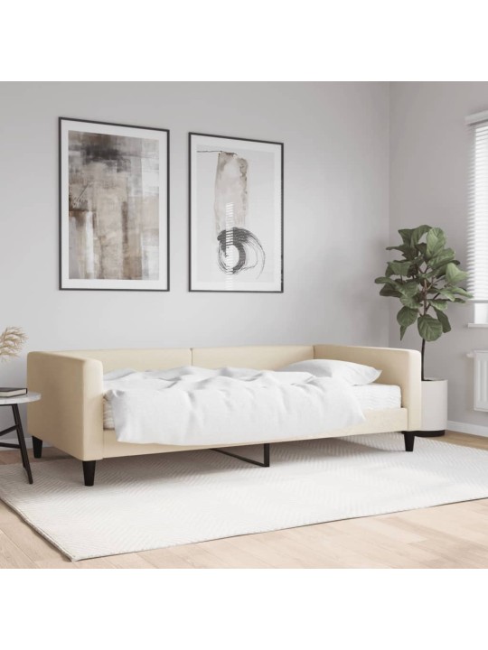 Dīvāngulta ar matraci, krēmkrāsas audums, 100x200 cm