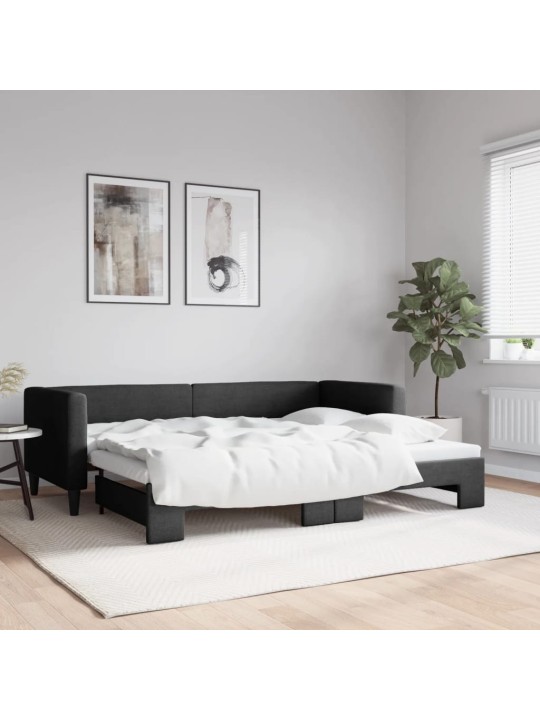 Izvelkams dīvāns, melns, 80x200 cm, audums