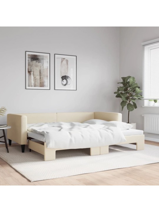 Izvelkams dīvāns, krēmkrāsas, 90x200 cm, audums