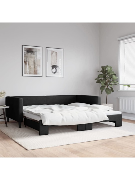 Izvelkams dīvāns, melns, 100x200 cm, audums