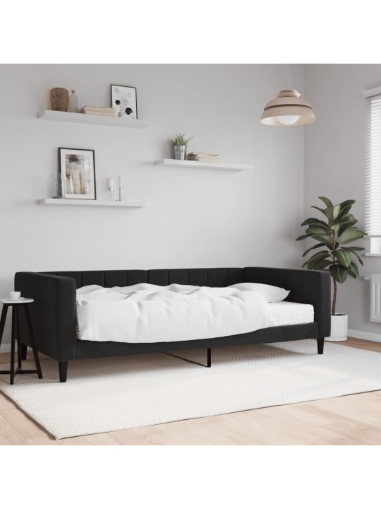 Izvelkams dīvāns ar matraci, melns, 100x200 cm, samts