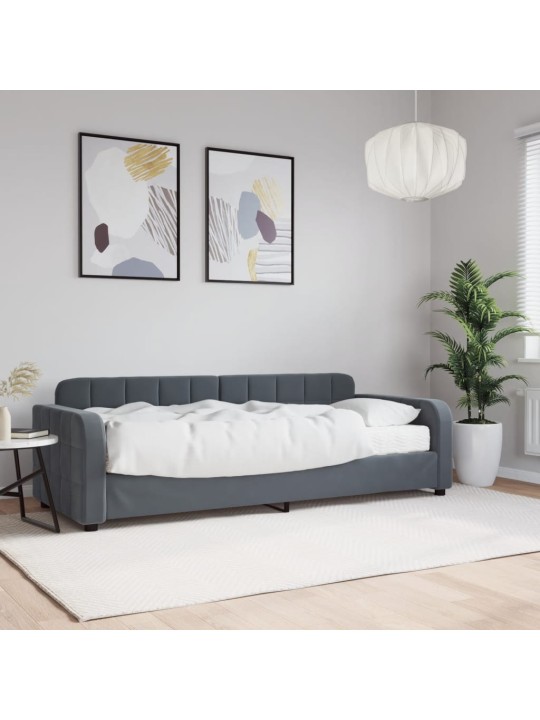 Dīvāngulta ar matraci, tumši pelēks samts, 80x200 cm