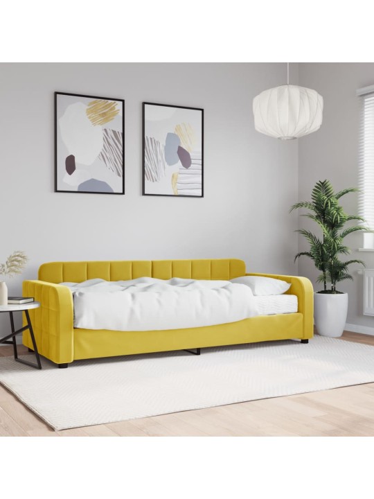 Dīvāngulta ar matraci, dzeltens samts, 80x200 cm
