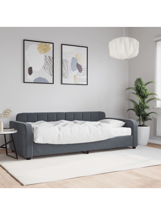 Dīvāngulta ar matraci, tumši pelēks audums, 90x200 cm