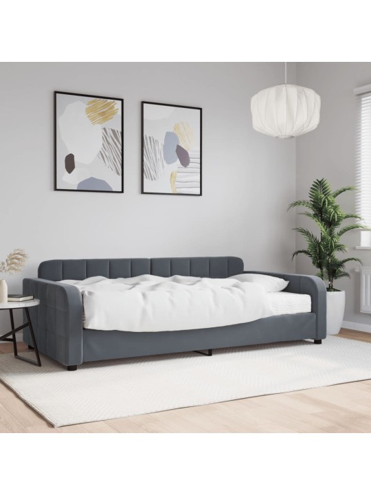 Dīvāngulta ar matraci, tumši pelēks, 100x200 cm, samts