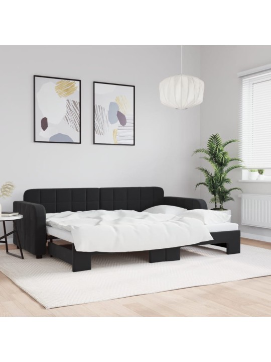 Izvelkams dīvāns, melns, 80x200 cm, samts