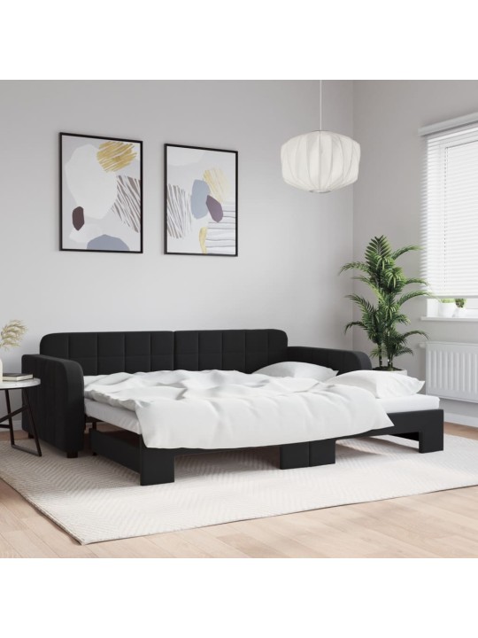 Izvelkams dīvāns, melns, 90x200 cm, samts
