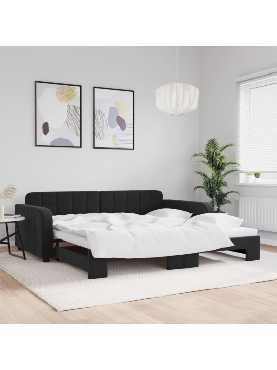 Izvelkams dīvāns, melns, 100x200 cm, samts