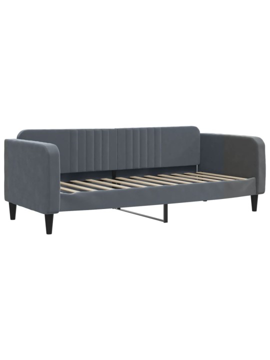 Kušete ar matraci tumši pelēks 90x190 cm velvet