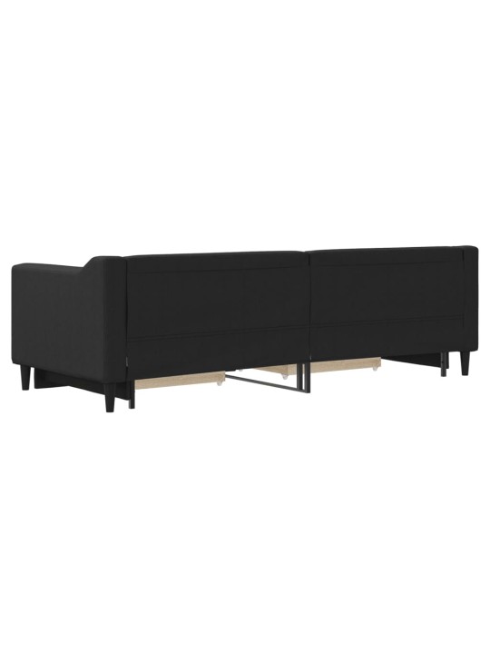 Izvelkams dīvāns ar atvilktnēm, melns, 80x200 cm, audums