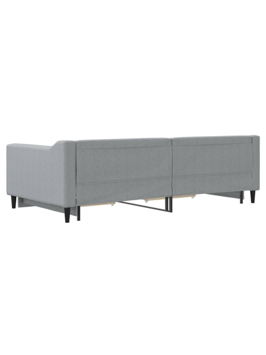 Izvelkams dīvāns ar atvilktnēm, gaiši pelēks, 100x200cm, audums