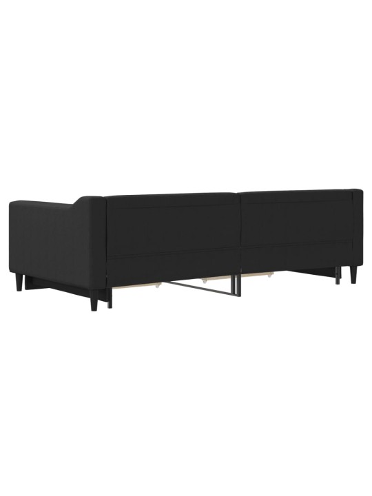 Izvelkams dīvāns ar atvilktnēm, melns, 100x200 cm, audums