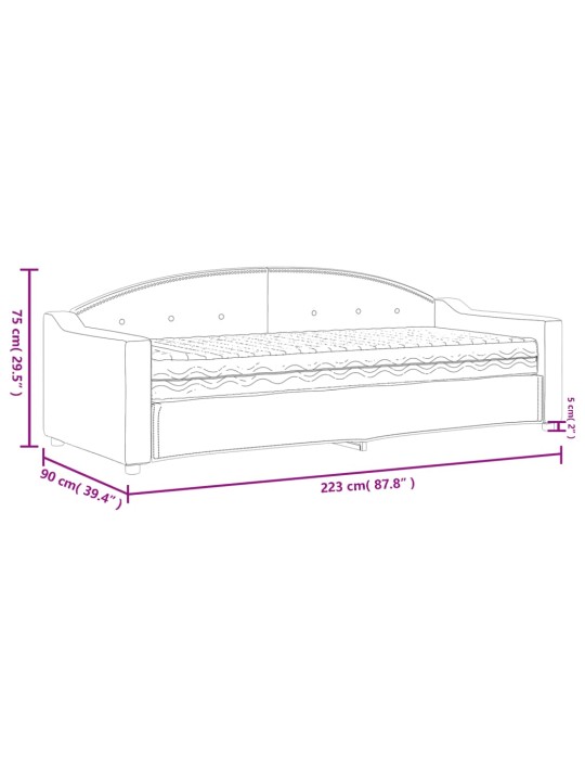 Dīvāngulta ar matraci, melns audums, 80x200 cm