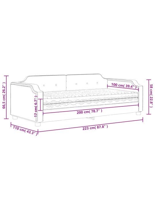 Dīvāngulta ar matraci, krēmkrāsas audums, 100x200 cm
