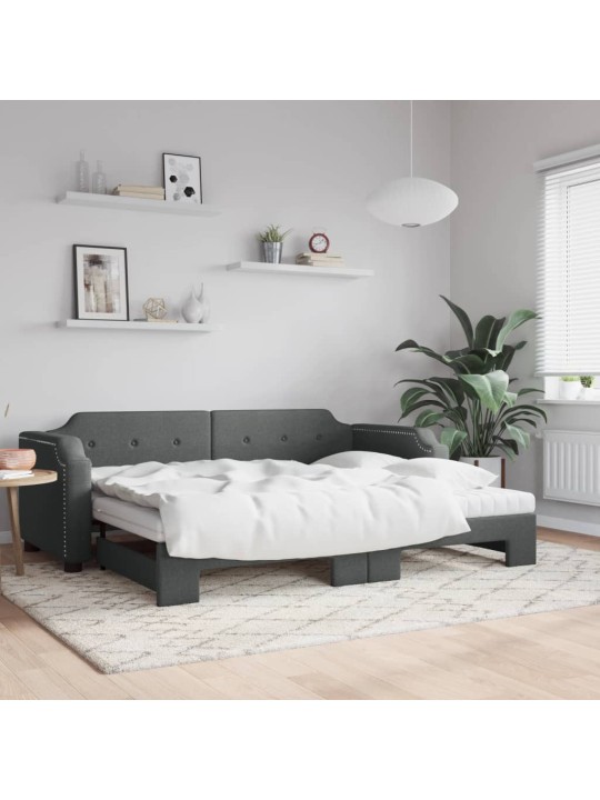 Izvelkama dīvāngulta ar matraci, tumši pelēks audums, 80x200 cm