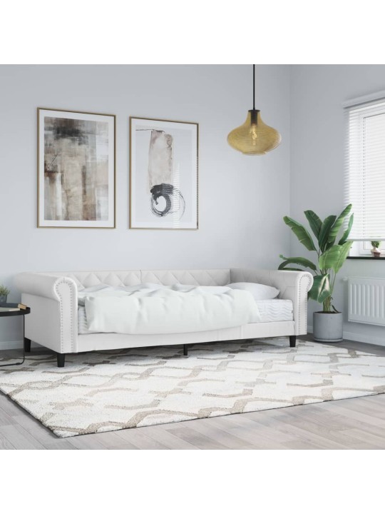 Dienas gulta ar matraci, balta, 90x200 cm, mākslīgā āda
