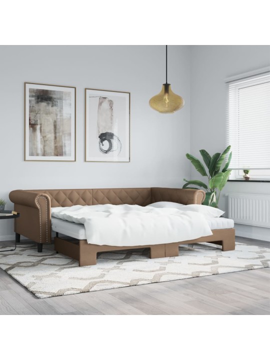 Izvelkams dīvāns, kapučīno, 90x200 cm, mākslīgā āda