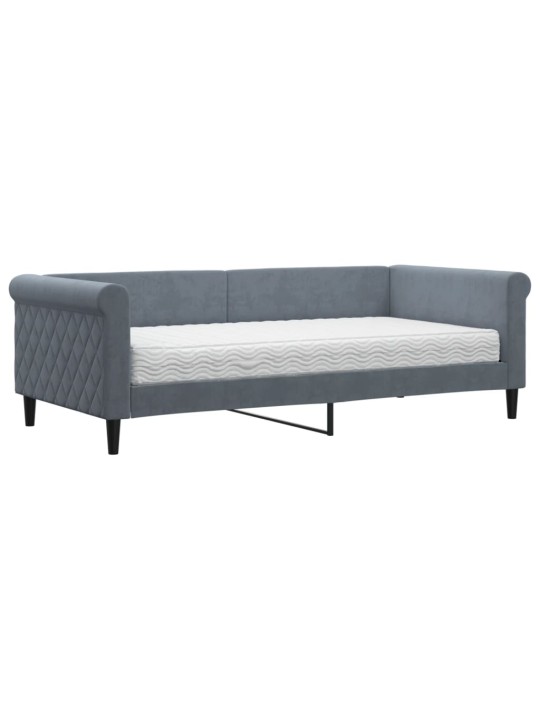 Kušete ar matraci tumši pelēks 90x190 cm velvet