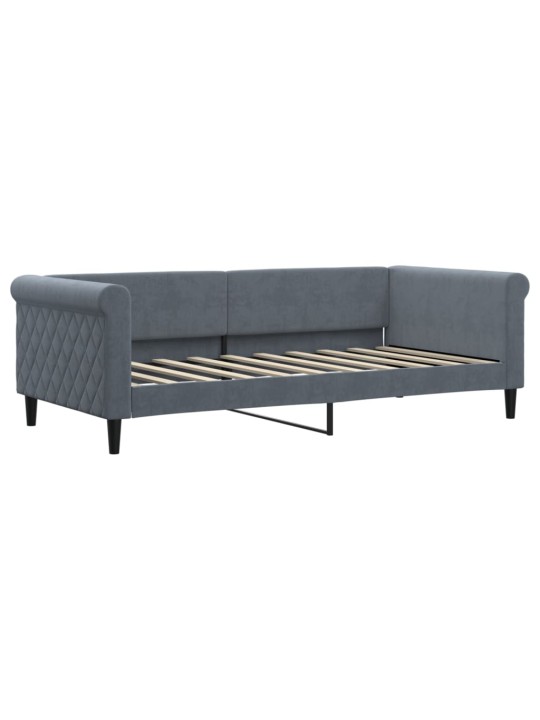 Kušete ar matraci tumši pelēks 90x190 cm velvet