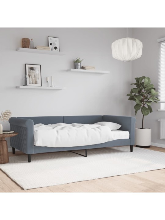 Kušete ar matraci tumši pelēks 90x190 cm velvet