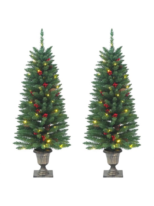 Mākslīgās ziemassvētku egles, 2 gab., zaļas, 100 led, 120 cm