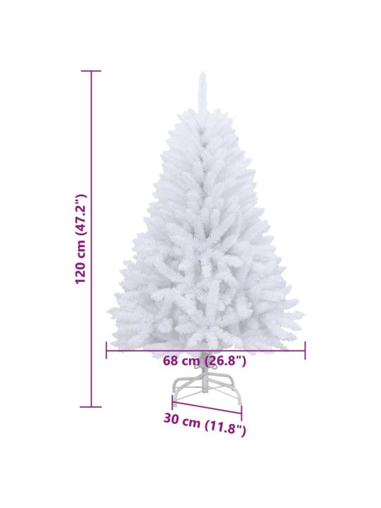 Mākslīgā ziemassvētku egle ar statīvu, balta, 120 cm