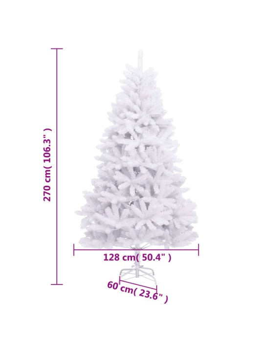 Mākslīgā ziemassvētku egle ar statīvu, balta, 270 cm
