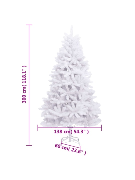 Mākslīgā ziemassvētku egle ar statīvu, balta, 300 cm