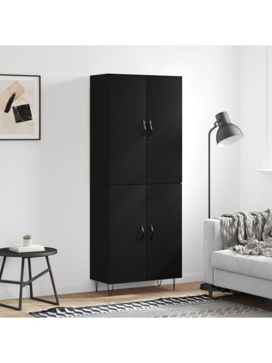 Augstais skapis, melns, 69,5x34x180 cm, inženierijas koks