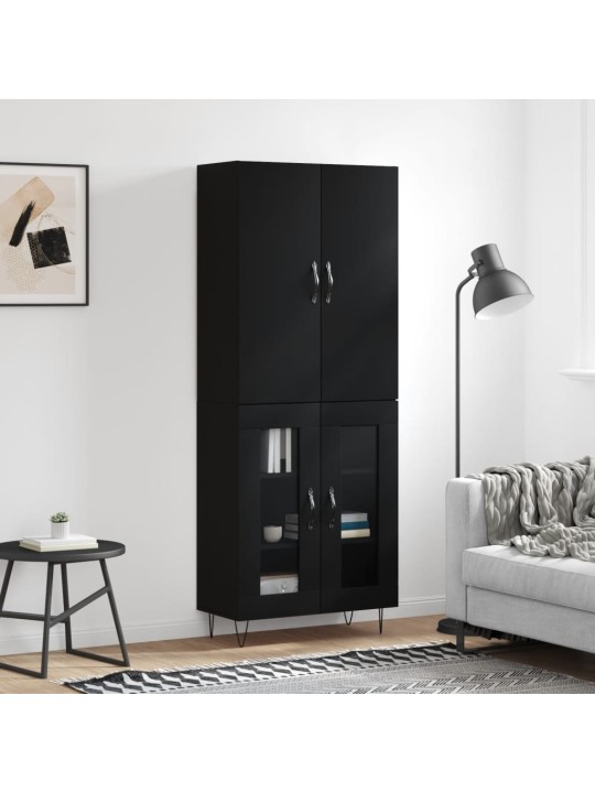 Augstais skapis, melns, 69,5x34x180 cm, inženierijas koks