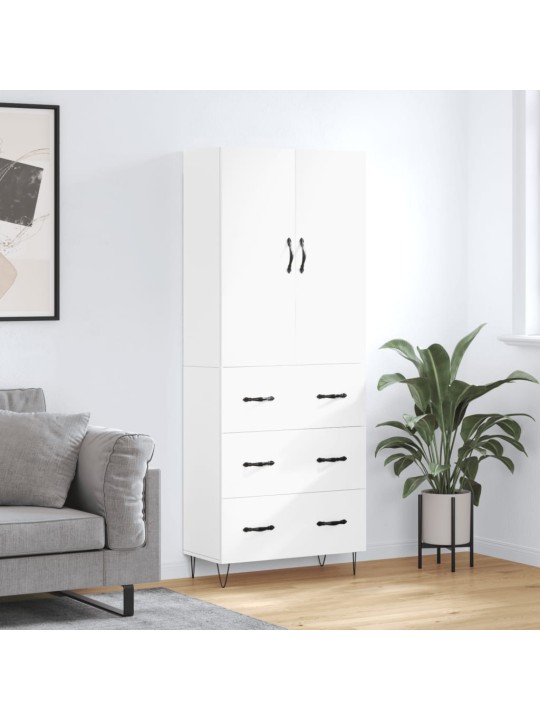 Augstais skapis, balts, 69,5x34x180 cm, inženierijas koks