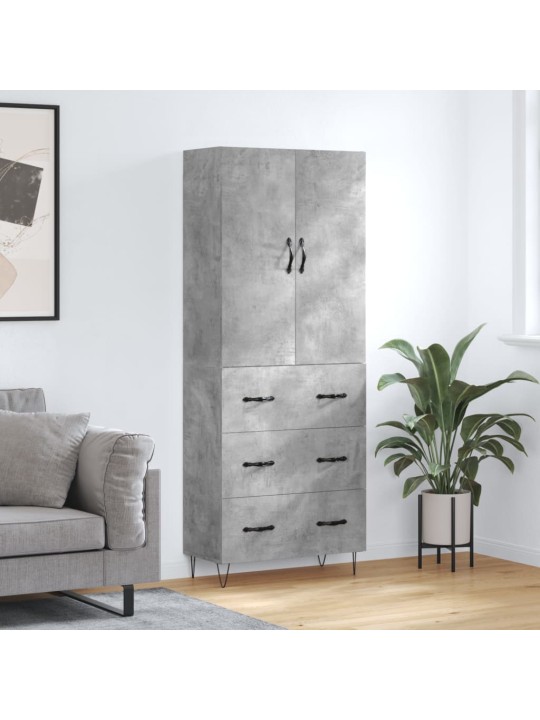 Augstais skapis, pelēks, 69,5x34x180 cm, inženierijas koks
