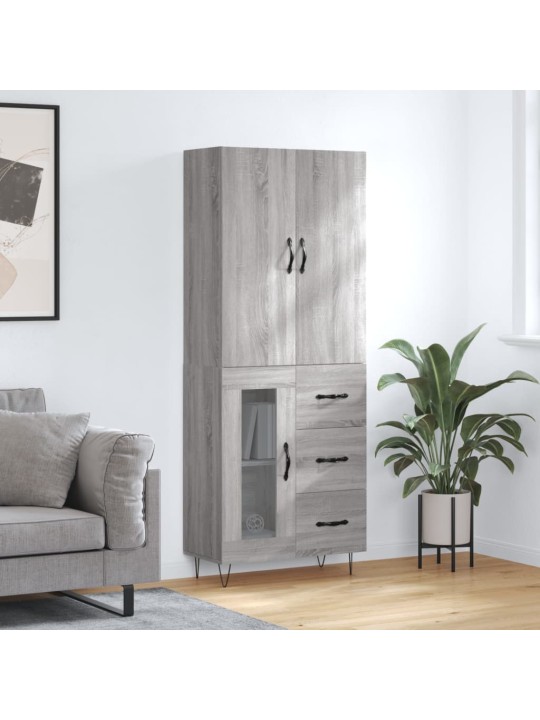 Augstais skapis, pelēks, 69,5x34x180 cm, inženierijas koks