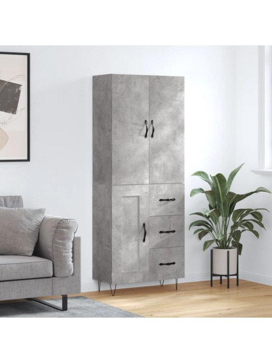 Augstais skapis, pelēks, 69,5x34x180 cm, inženierijas koks