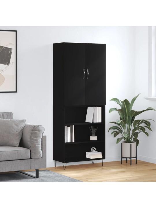 Augstais skapis, melns, 69,5x34x180 cm, inženierijas koks