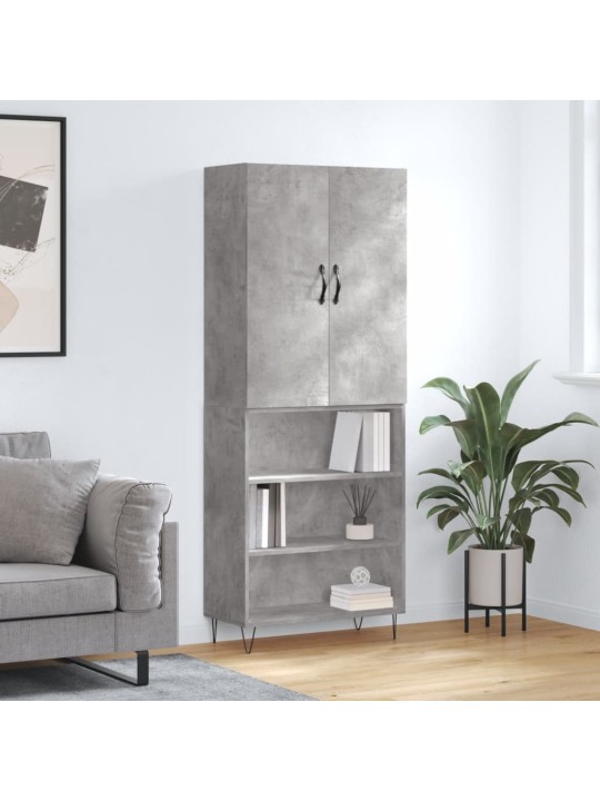 Augstais skapis, pelēks, 69,5x34x180 cm, inženierijas koks